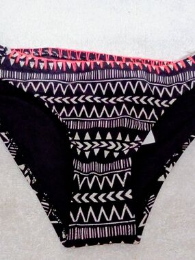 Volcom Black and White Tribal Print Bikini Bottom